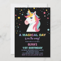 Rainbow Unicorn Einladung zum Geburtstag