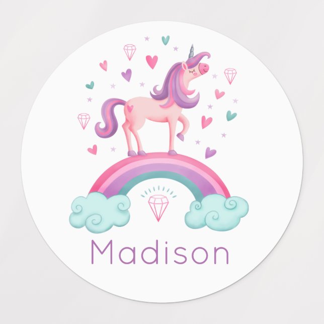 Rainbow Unicorn Etiketten (Design 1)