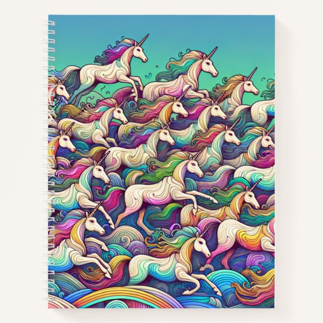Rainbow Unicorn Fantasy Art Notebook Notizbuch (Vorderseite)