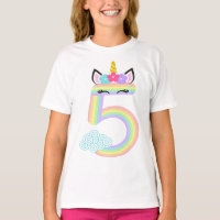Rainbow Unicorn Fünftes Geburtstags-Shirt