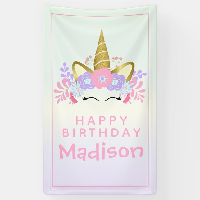 Rainbow Unicorn Geburt Banner (Vertikal)