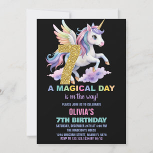 Rainbow Unicorn Geburtstagseinladungen Fliegen Einladung