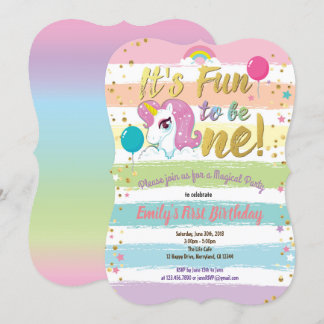 Rainbow Unicorn Geburtstagsparty Einladung