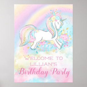 Rainbow Unicorn Geburtstagsparty Signs Poster