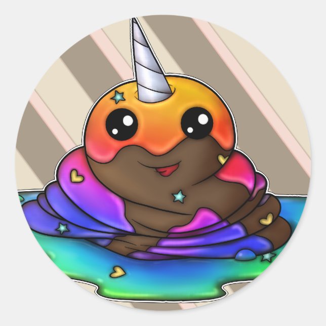 Rainbow Unicorn Gekackt Runder Aufkleber (Vorderseite)
