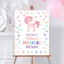 Rainbow Unicorn Girl Birthday Party Begrüßungszeic