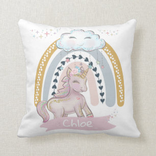 🦄 Rainbow Unicorn Girl Individuelle Name Kissen