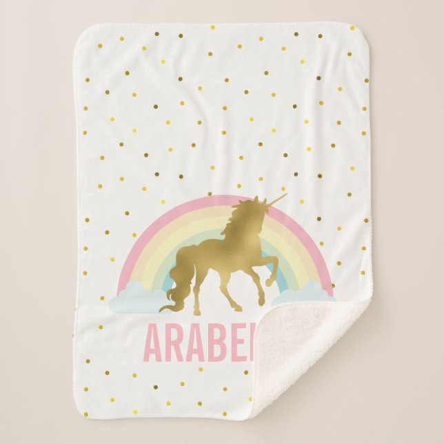 Rainbow Unicorn Girl Sherpadecke (Vorderseite)