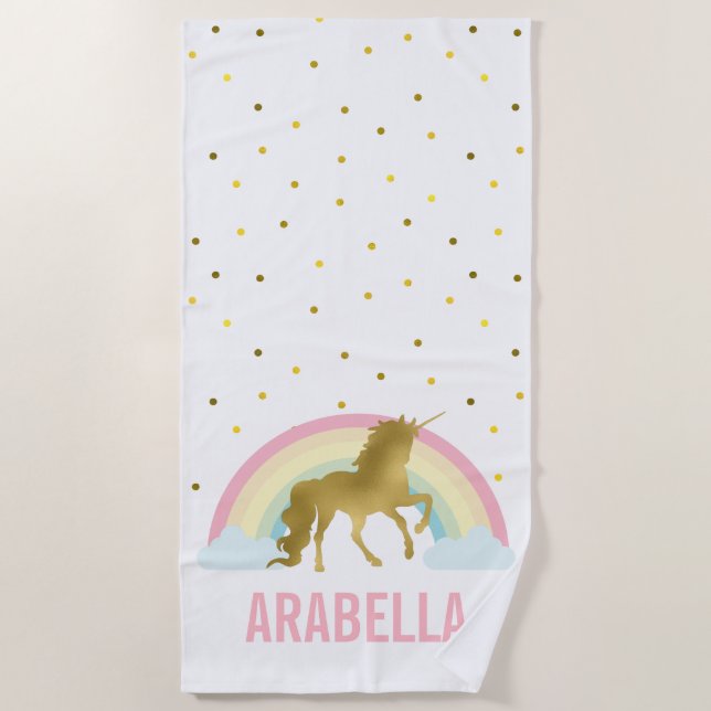 Rainbow Unicorn Girl Strandtuch (Vorderseite)
