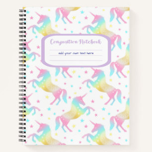 Rainbow Unicorn Girls Composition Carnet