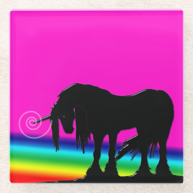 Rainbow Unicorn Glasuntersetzer (Vorderseite)
