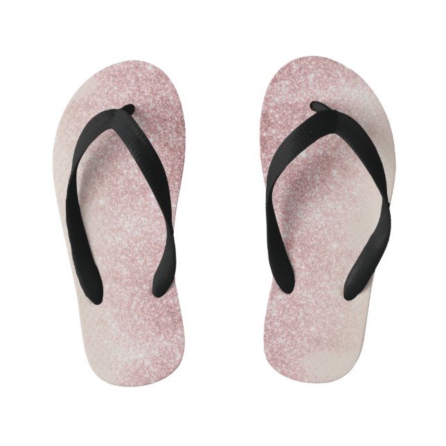Rainbow Unicorn Glitzer Niedlich Girly Pink Muster Kinderbadesandalen (Fußbett)