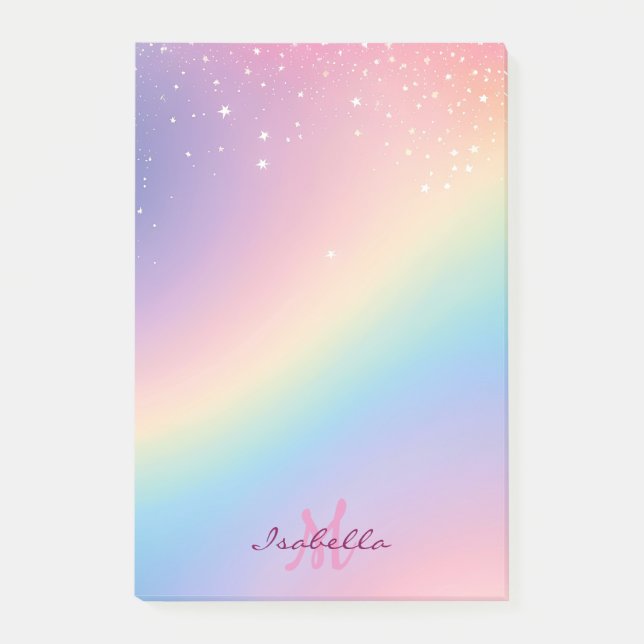 Rainbow Unicorn Glitzer Post-it Klebezettel (Vorderseite)