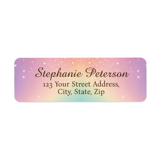 Rainbow Unicorn Glitzer Rücksendeadresse (Vorne)