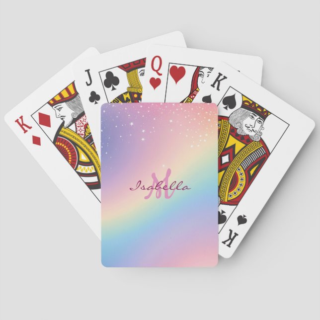 Rainbow Unicorn Glitzer Spielkarten (Rückseite)