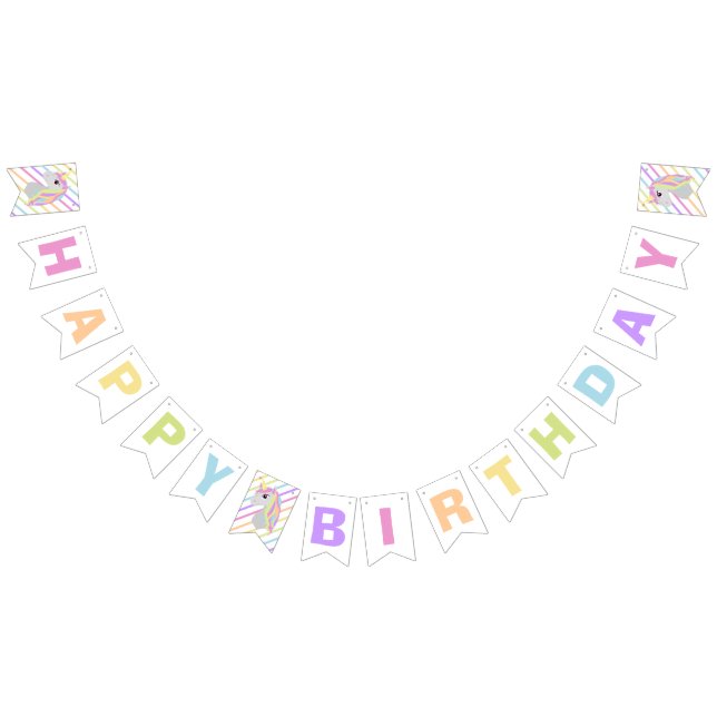 Rainbow Unicorn Happy Birthday Banner Bunting (Alle)