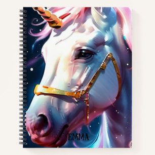 Rainbow Unicorn Head Individuelle Name Notizbuch