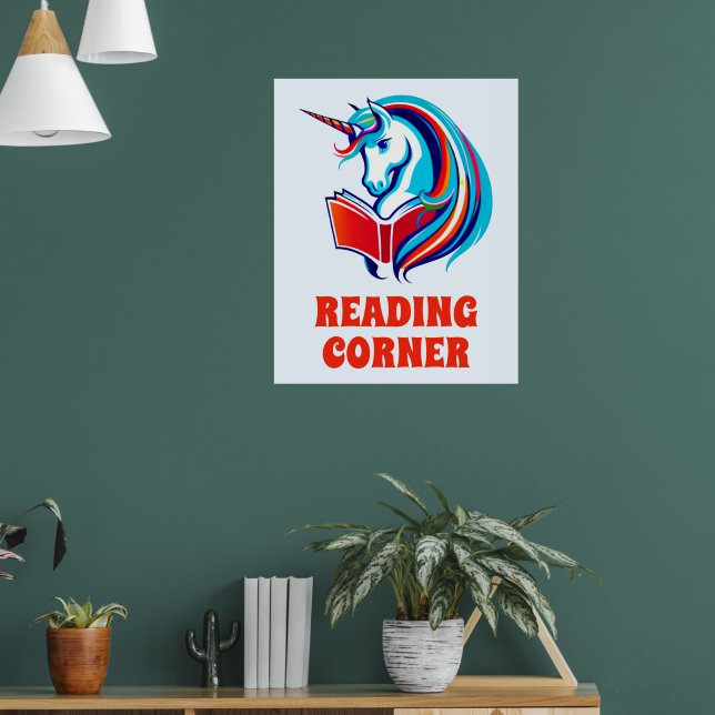 Rainbow Unicorn Head Reading Poster (Wohnzimmer 1)