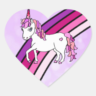 Rainbow Unicorn Herz-Aufkleber