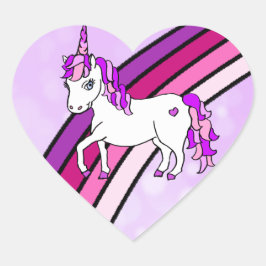Rainbow Unicorn Herz-Aufkleber
