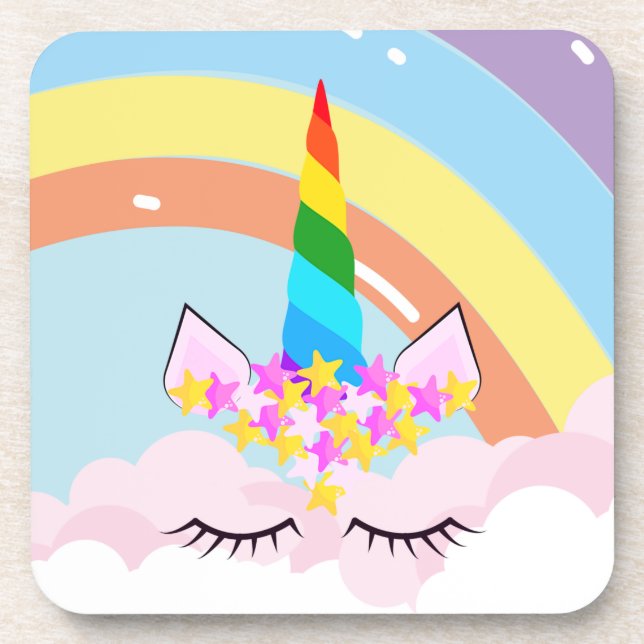 Rainbow Unicorn im Sky Toddler Getränkeuntersetzer (Vorderseite)