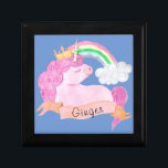 🌈 Rainbow Unicorn Individuelle Name     Erinnerungskiste<br><div class="desc">Schönes magisches Thema mit Adorable Baby Einhorn mit Regenbogen. Einfache Anpassung Ihres Princess-Namens mit der Schaltfläche "Personalisierung". Karo andere Matching Artikel in meinem Shop!</div>
