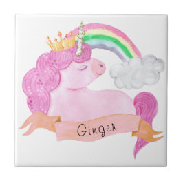 🌈 Rainbow Unicorn Individuelle Name Fliese