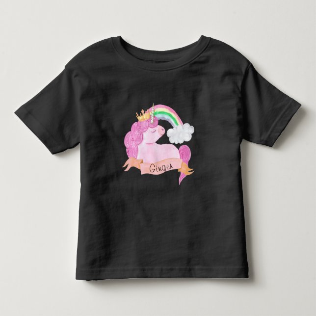 🌈 Rainbow Unicorn Individuelle Name    Kleinkind T-shirt (Vorderseite)