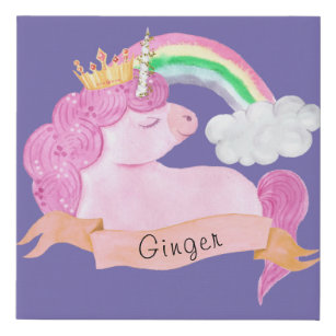 🌈 Rainbow Unicorn Individuelle Name     Künstlicher Leinwanddruck