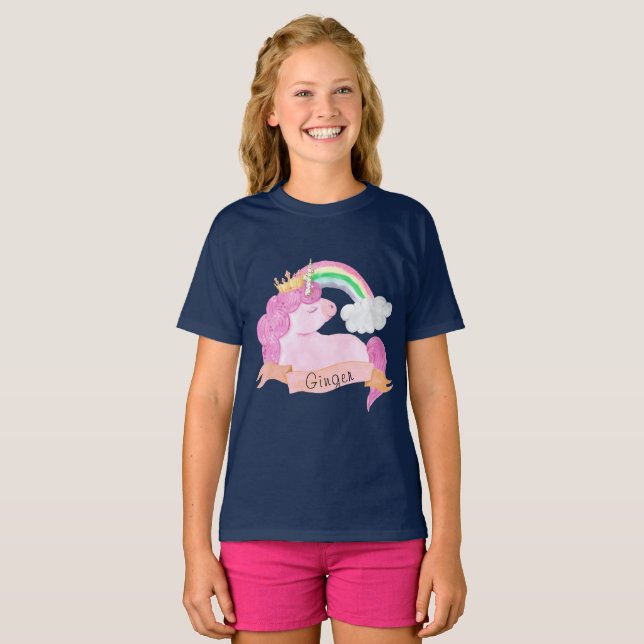 🌈 Rainbow Unicorn Individuelle Name   T-Shirt (Vorne ganz)