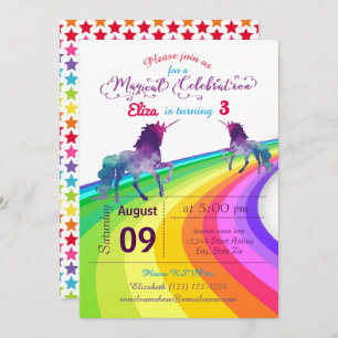 Rainbow Unicorn - Invitation d'anniversaire