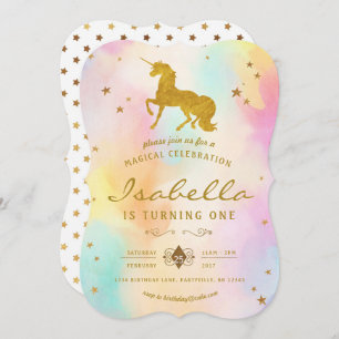 Rainbow Unicorn Invitation d'anniversaire