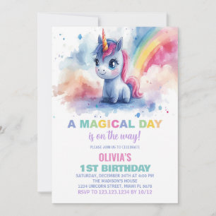 Rainbow Unicorn Invitations d'anniversaire