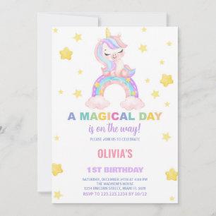 Rainbow Unicorn Invitations d'anniversaire