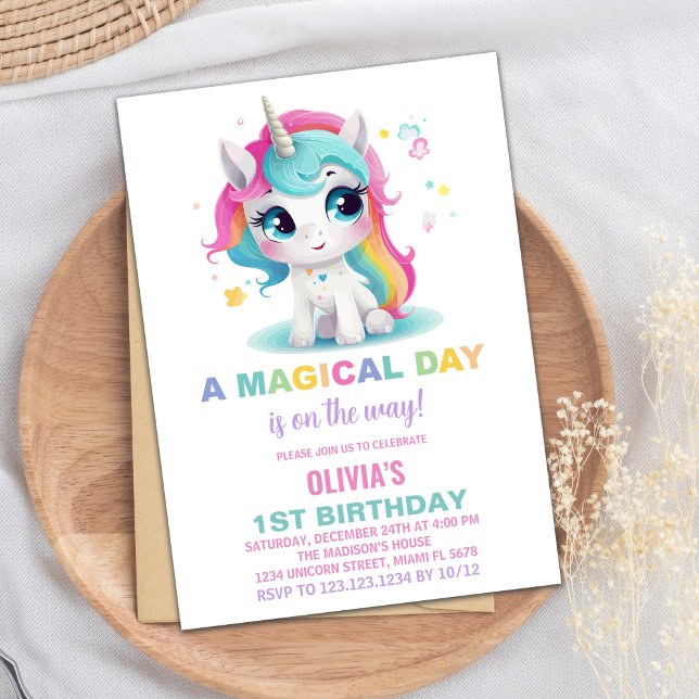 Rainbow Unicorn Invitations d'anniversaire (Rainbow Unicorn Birthday Invitations)