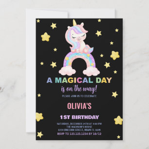 Rainbow Unicorn Invitations d'anniversaire