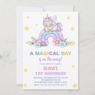 Rainbow Unicorn Invitations d'anniversaire