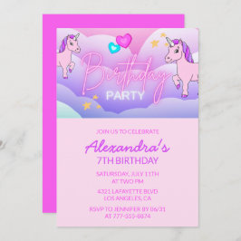 Rainbow Unicorn Invitations d'anniversaire 7e fill