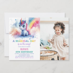 Rainbow Unicorn Invitations d'anniversaire avec ph