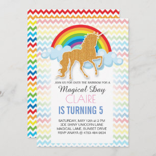 Rainbow Unicorn Invitations pour la fête d'anniver