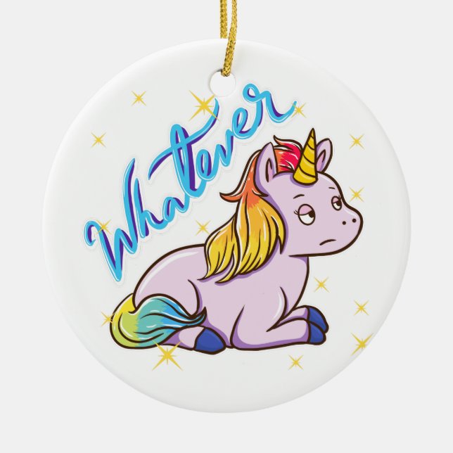 Rainbow Unicorn Keramik Ornament (Vorne)