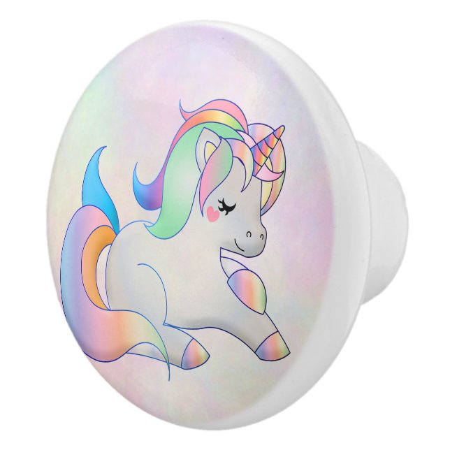 Rainbow Unicorn Keramikknauf (Rechts)