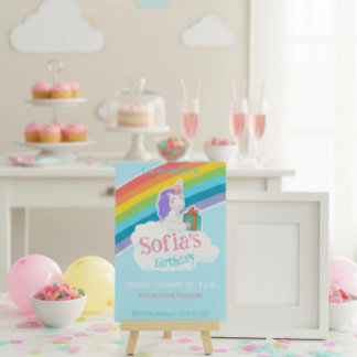 Rainbow Unicorn Kids Party Invitation Einladung