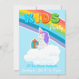 Rainbow Unicorn Kinder Party Einladung