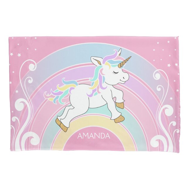 Rainbow Unicorn Kissenbezug (Vorderseite)