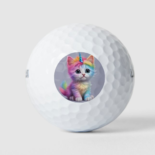 Rainbow Unicorn Kitten Golfball (Vorderseite)