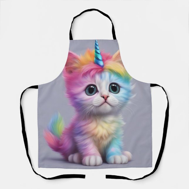 Rainbow Unicorn Kitten Schürze (Vorderseite)