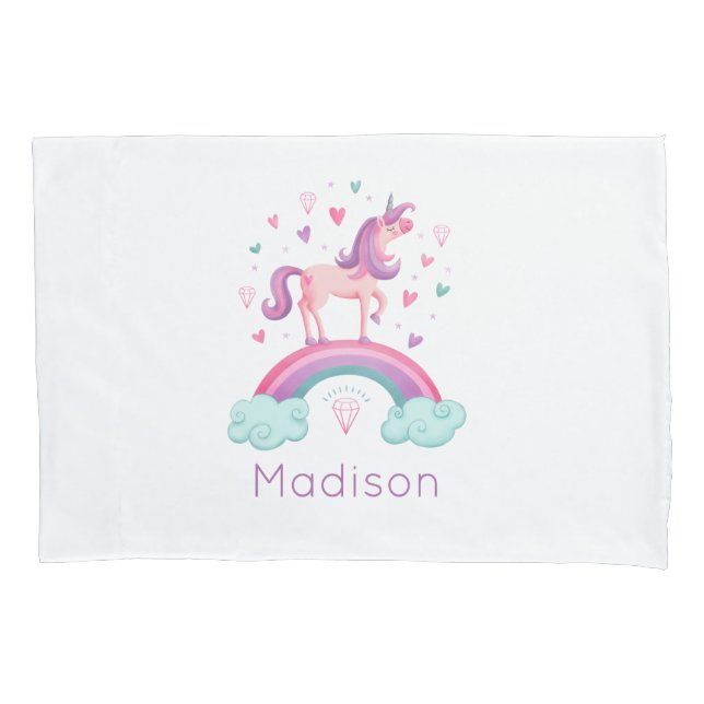 Rainbow Unicorn Lila Mädchen Kissenbezug (Vorderseite)