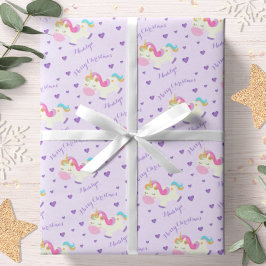 Rainbow Unicorn Lila Personalisiertes Weihnachtsfe Geschenkpapier