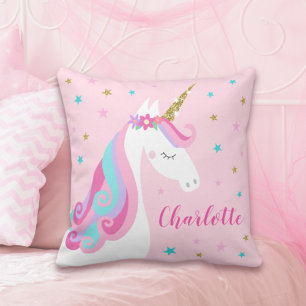 Rainbow Unicorn Magischer Glitzer Rosa Kissen